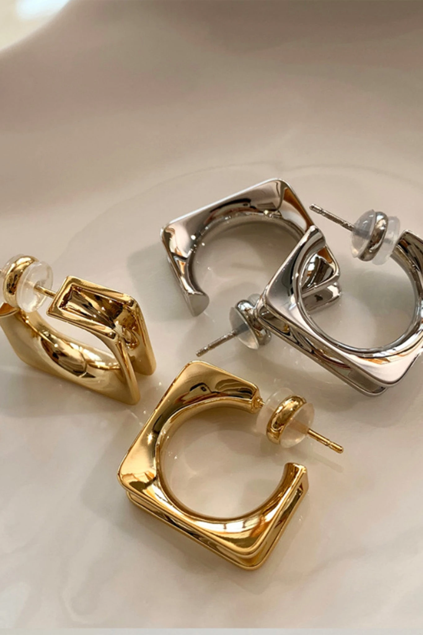 Maddox Small Square Hoop Earrings Silver 6 Maddox Small Square Hoop Earrings Silver - Image 4