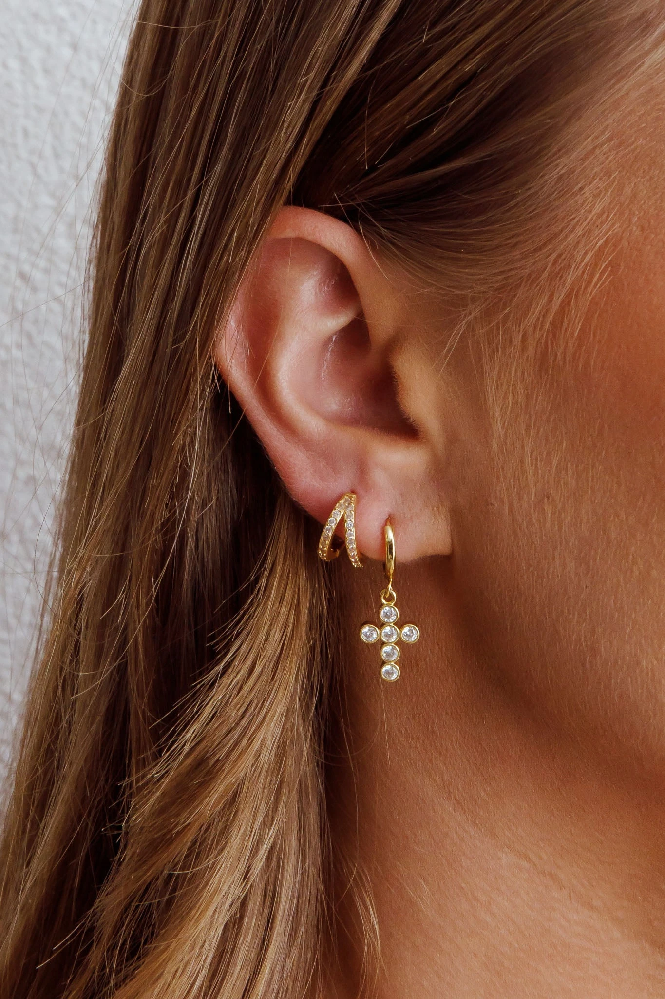 Graduation Diamante Hoop Earrings Gold 4 Graduation Diamante Hoop Earrings Gold - Image 2