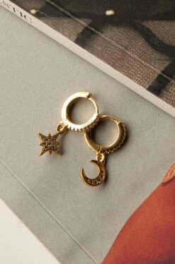 Midnight Drop Diamante Hoop Earrings Gold -Selfie Leslie Shop ER0120GOLD 5