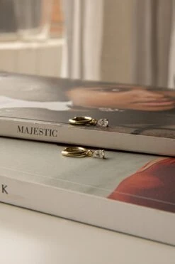 Teary Drop Diamante Hoop Earrings Gold -Selfie Leslie Shop ER0122GOLD 4