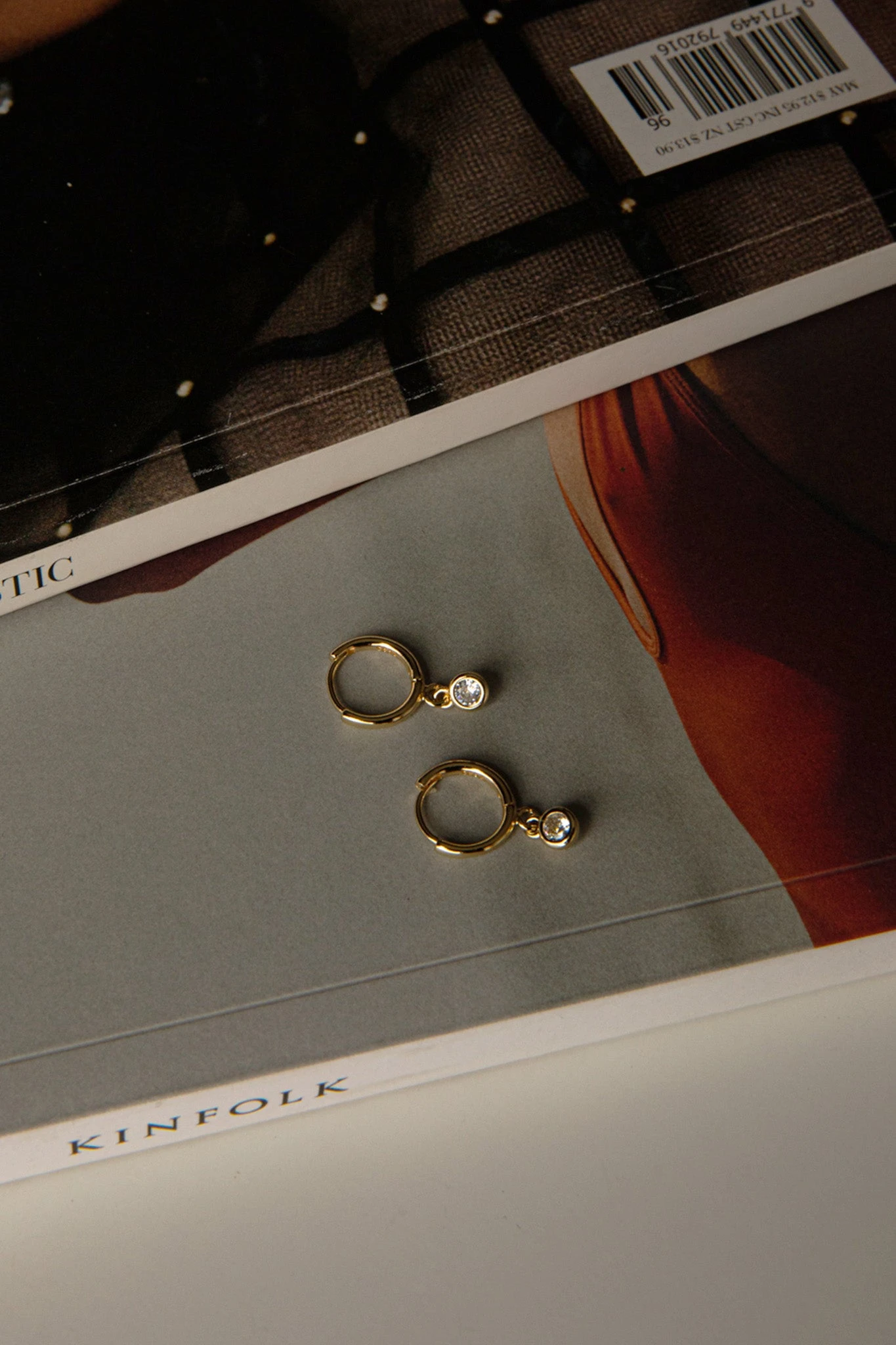 Twelve O'clock Drop Diamante Hoop Earrings Gold 6 Twelve O'clock Drop Diamante Hoop Earrings Gold - Image 4