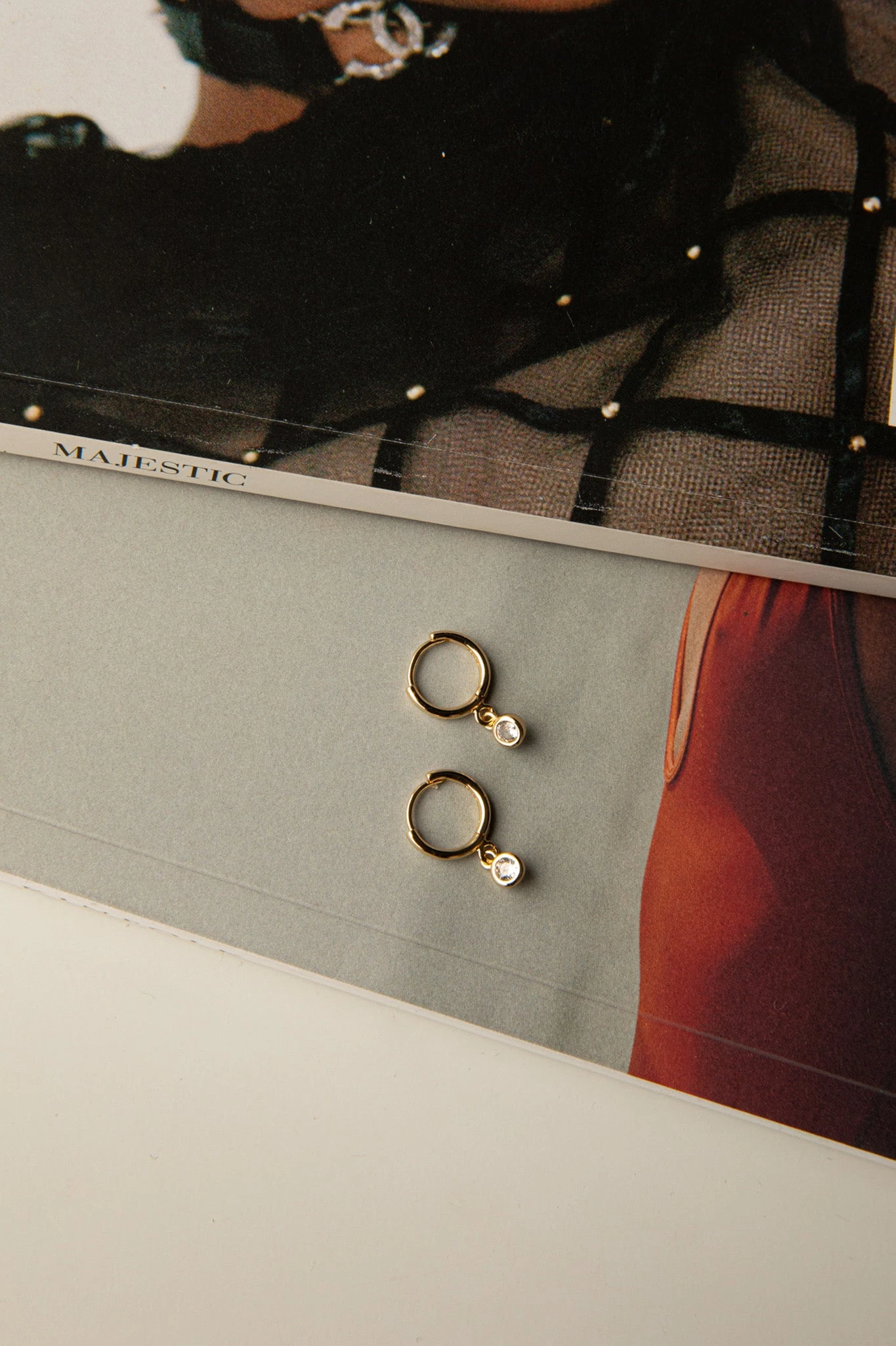 Twelve O'clock Drop Diamante Hoop Earrings Gold 7 Twelve O'clock Drop Diamante Hoop Earrings Gold - Image 5