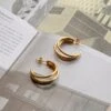 Dominique Triple Open Hoop Earrings Gold