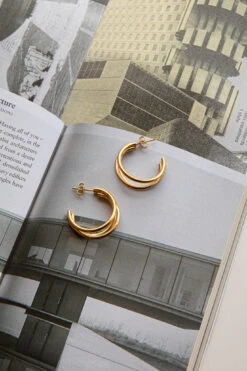 Dominique Triple Open Hoop Earrings Gold -Selfie Leslie Shop ER0135GOLD 3