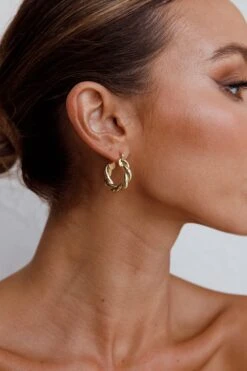 Fate Rope Hoop Earrings Gold 11 Fate Rope Hoop Earrings Gold -Selfie Leslie Shop ER0139GOLD 5