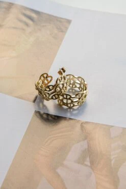 Georgiana Open Chain Hoop Earrings Gold -Selfie Leslie Shop ER0140GOLD 3