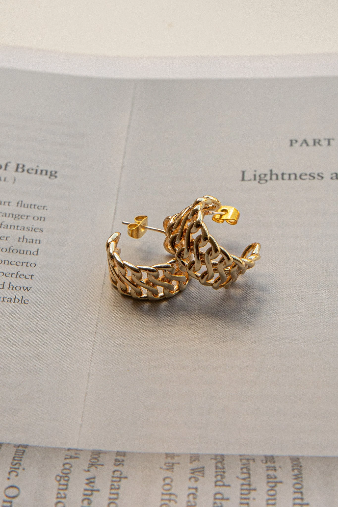 Damian Open Chain Hoop Earrings Gold 4 Damian Open Chain Hoop Earrings Gold - Image 2