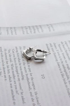 Isis Open Trapeze Hoop Earrings Silver 11 Isis Open Trapeze Hoop Earrings Silver -Selfie Leslie Shop ER0143SILVER 3