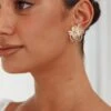Andrea Clear Flower Earrings Gold -Selfie Leslie Shop ER0150 20GOLD 1