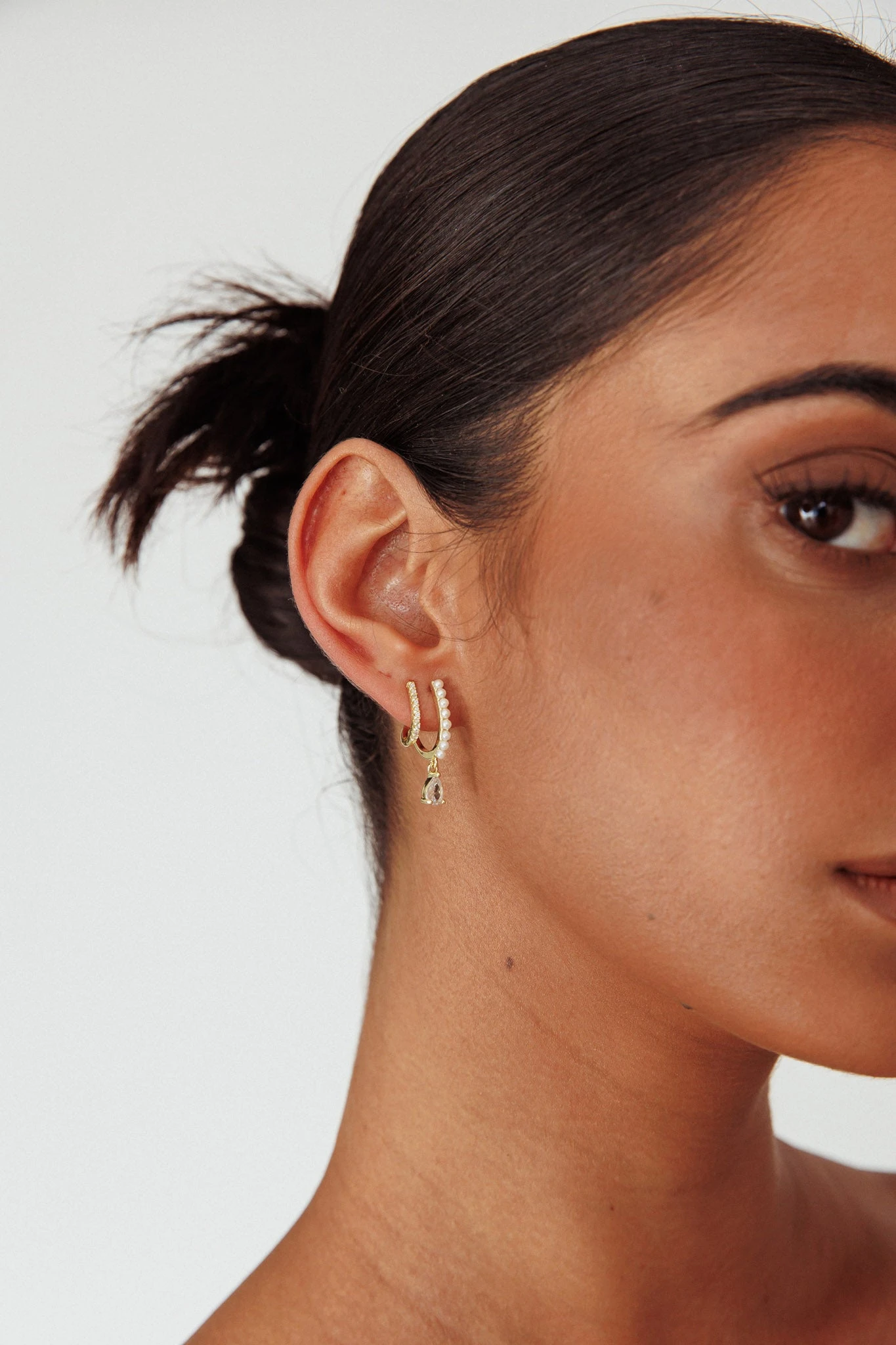 Dawn Double Pierce Illusion Earrings Gold 8 Dawn Double Pierce Illusion Earrings Gold - Image 6