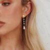 Mercy Pearl & Crystal Drop Earrings Gold -Selfie Leslie Shop ER0158 20GOLD 1