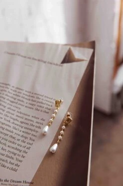 Mercy Pearl & Crystal Drop Earrings Gold 11 Mercy Pearl & Crystal Drop Earrings Gold -Selfie Leslie Shop ER0158 20GOLD 2