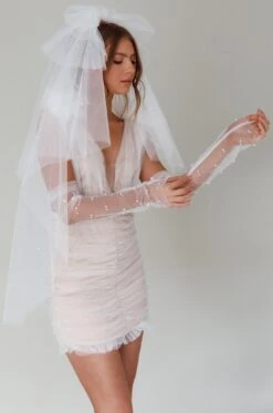 Only You Pearl Elbow Gloves Ivory -Selfie Leslie Shop GL00001 20IVORY 2