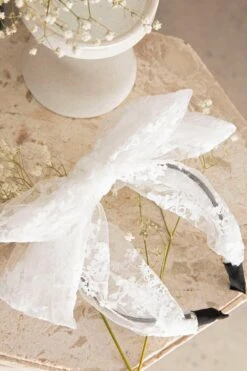 Alice Lace Bow Headband White -Selfie Leslie Shop HA00021 20WHITE 2