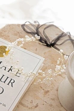 Enchanted Pearl & Crystal Wire Headband Gold 9 Enchanted Pearl & Crystal Wire Headband Gold -Selfie Leslie Shop HA00023 20GOLD 4