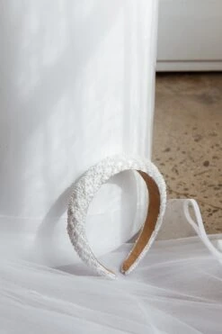 Suede Pearl Headband White -Selfie Leslie Shop HA00036 20WHITE 5