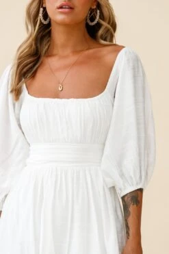 Abby Off-Shoulder Tie-Up Back Dress White -Selfie Leslie Shop KJ0044D WHITE 5