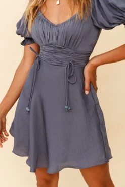 Bright Side Off-Shoulder Puff Sleeve Dress Midnight Blue -Selfie Leslie Shop KJ0133D01 MIDNIGHT BLUE 4