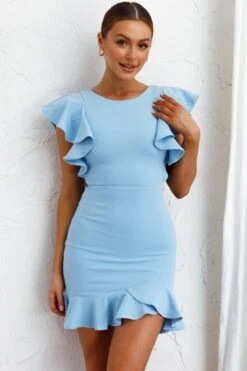 Cupid's Bow Ruffle Shoulder Bodycon Dress Baby Blue 12 Cupid's Bow Ruffle Shoulder Bodycon Dress Baby Blue -Selfie Leslie Shop KT0132B 20BABY 20BLUE 4