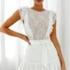 Spring Fling Frill Trim Lace Bodysuit White