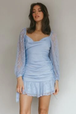 With Love Long Sleeve Lace Mini Dress Blue -Selfie Leslie Shop ME0028D01 20BLUE 7