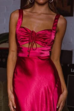 Belle Epoque Drawstring Bust Midi Dress Hot Pink -Selfie Leslie Shop ME0119J 20HOT 20PINK 4