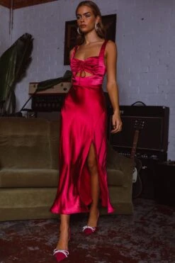 Belle Epoque Drawstring Bust Midi Dress Hot Pink -Selfie Leslie Shop ME0119J 20HOT 20PINK 5