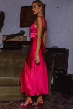 Belle Epoque Drawstring Bust Midi Dress Hot Pink -Selfie Leslie Shop ME0119J 20HOT 20PINK 6