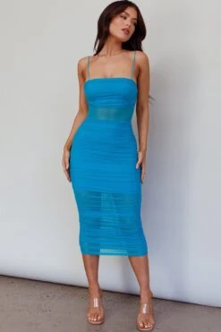 Saturday Nights Lace-Up Back Midi Dress Teal -Selfie Leslie Shop ME0168H 20TEAL 2