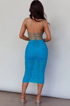 Saturday Nights Lace-Up Back Midi Dress Teal -Selfie Leslie Shop ME0168H 20TEAL 3