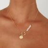 Meliza Pearl & Coin Necklace Gold -Selfie Leslie Shop NK0019 20GOLD 1