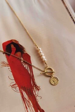 Meliza Pearl & Coin Necklace Gold -Selfie Leslie Shop NK0019 20GOLD 5