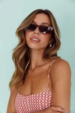 Hacker Classic 90's Square Frame Sunglasses Tea 14 Hacker Classic 90's Square Frame Sunglasses Tea -Selfie Leslie Shop SG003TEA 6