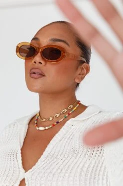 Charlie Neon Oval Sunglasses Tea -Selfie Leslie Shop SG007TEA 5