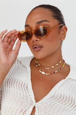 Charlie Neon Oval Sunglasses Tea -Selfie Leslie Shop SG007TEA 6