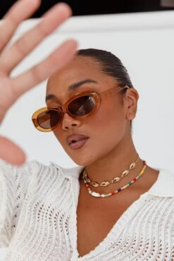 Charlie Neon Oval Sunglasses Tea -Selfie Leslie Shop SG007TEA 8