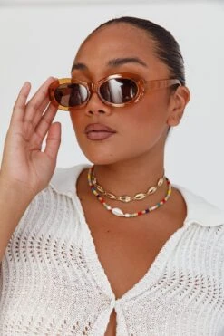 Charlie Neon Oval Sunglasses Tea -Selfie Leslie Shop SG007TEA 9