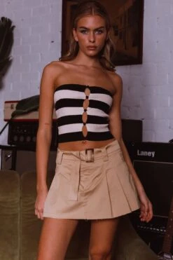 Liza Low Rise Mini Skirt Tan -Selfie Leslie Shop SL11746 20TAN 8