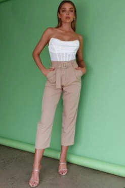 Chance Encounter Straight Leg Pants Latte -Selfie Leslie Shop SL11830P 20LATTE 4