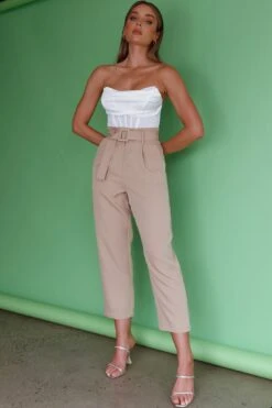 Chance Encounter Straight Leg Pants Latte -Selfie Leslie Shop SL11830P 20LATTE 5