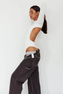 Remy Open Back Bodysuit Off White -Selfie Leslie Shop SL5665B 20OFF 20WHITE 5