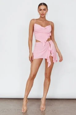 Such A Tease Cowl Neck Crop Top Pink -Selfie Leslie Shop SL5712 T 20PINK 2