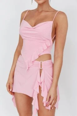 Such A Tease Cowl Neck Crop Top Pink -Selfie Leslie Shop SL5712 T 20PINK 4