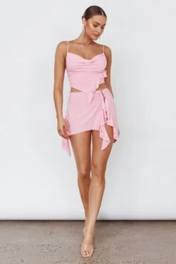 Such A Tease Cowl Neck Crop Top Pink -Selfie Leslie Shop SL5712 T 20PINK 5