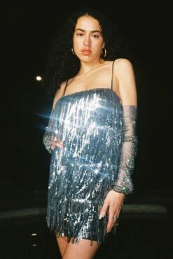 New York Nights Sequin Fringe Mini Dress Black -Selfie Leslie Shop SLA1643 20BLACK 7