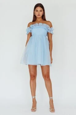 Dreamers Off-Shoulder Frill Mini Dress Light Blue 10 Dreamers Off-Shoulder Frill Mini Dress Light Blue -Selfie Leslie Shop SLA1831 20LIGHT 20BLUE 2
