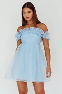 Dreamers Off-Shoulder Frill Mini Dress Light Blue 13 Dreamers Off-Shoulder Frill Mini Dress Light Blue -Selfie Leslie Shop SLA1831 20LIGHT 20BLUE 6
