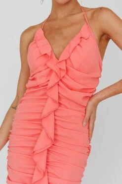 Get Obsessed Ruffle Trim Mini Dress Guava -Selfie Leslie Shop SLBD2363 20GUAVA 4