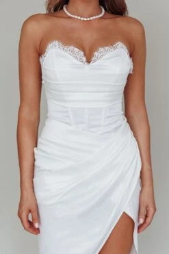 Shanice Lace Trim Sweetheart Midi Dress White -Selfie Leslie Shop SLBD3366 20WHITE 4