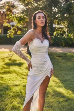 Shanice Lace Trim Sweetheart Midi Dress White -Selfie Leslie Shop SLBD3366 20WHITE featured